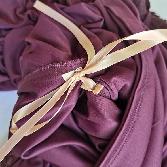 TADASHI SHOJI Corded Embroidery Formal Gown 10 Burgundy 3/4 Sleeve Maxi Dress - Picture 15 of 16